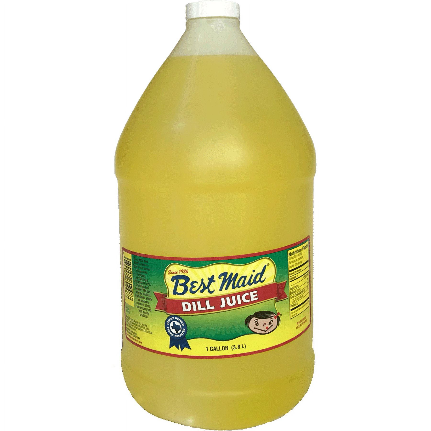 Best Maid Dill Pickle Juice, 1 gallon plastic jar, serving size 1 oz (28g), Kosher Certified, dill pickle flavor, 128 servings per jar