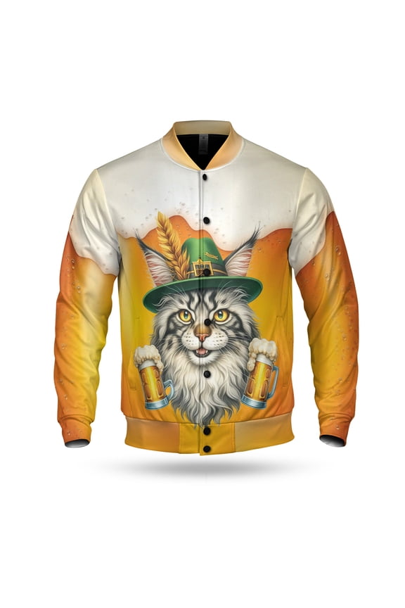 Best Maine Coon Dad Proud Beer Lover Happy Oktoberfest All Over Print 3D Baseball Jacket Cat Lover Kitten Owner Gifts Bomber Jacket Softball - 02016