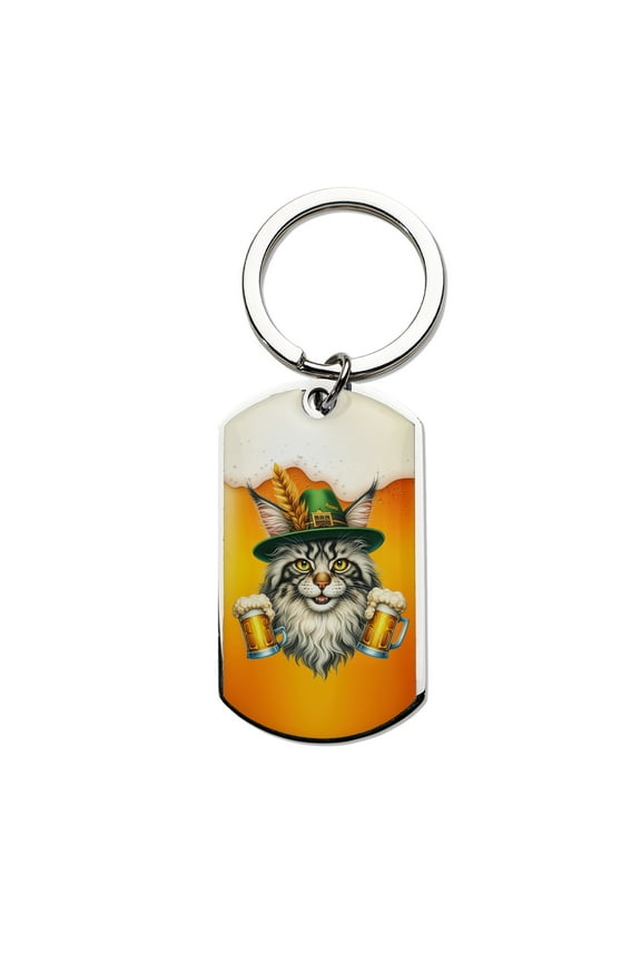 Best Maine Coon Dad Proud Beer Lover Happy Oktoberfest Stainless Steel Keychain Cat Lover Kitten Owner Gifts Collar Charm Tag Keyring - 02016