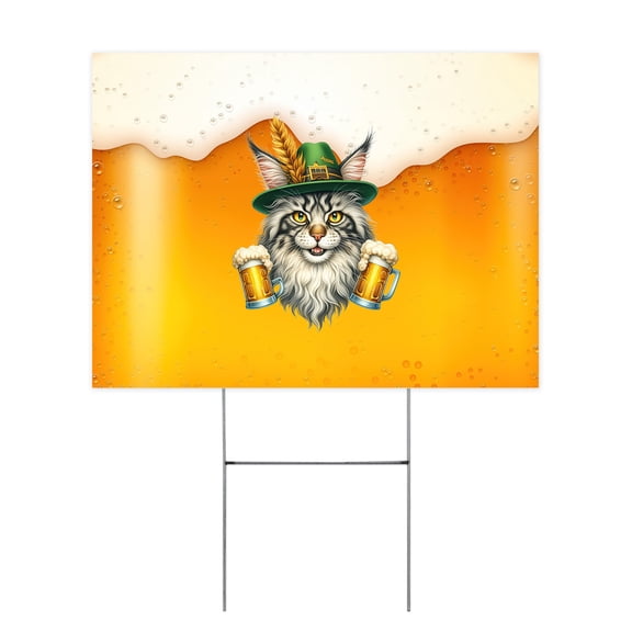 Best Maine Coon Dad Proud Beer Lover Happy Oktoberfest Yard Sign Cat Lover Kitten Owner Gifts Outdoor Home Lawn Garden Porch Decor - 02016