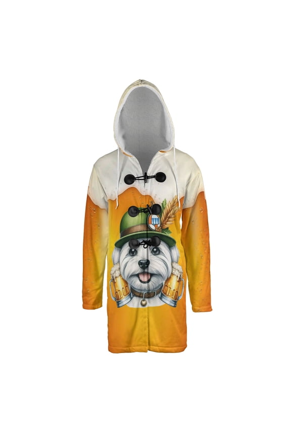 Best Maltese Dad Proud Beer Lover Happy Oktoberfest All Over Print 3D Hooded Duffle Toggle Coat Maltese Dog Lover Gifts Idea - 02016