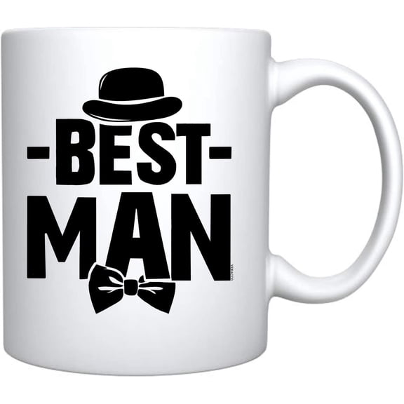 Best Man Wedding Ceramic Coffee Mug FunnyGift For Someone Who Loves Drinking Bachelor Party Favors (White)