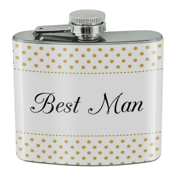 Best Man Wedding Elegant Polka Dots Stainless Steel 5oz Hip Drink Kidney Flask