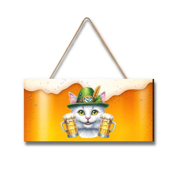 Best Manx Dad Proud Beer Lover Happy Oktoberfest Landscape Wood Sign Cat Lover Kitten Owner Gifts Hanging Wall Home Decor - 02016