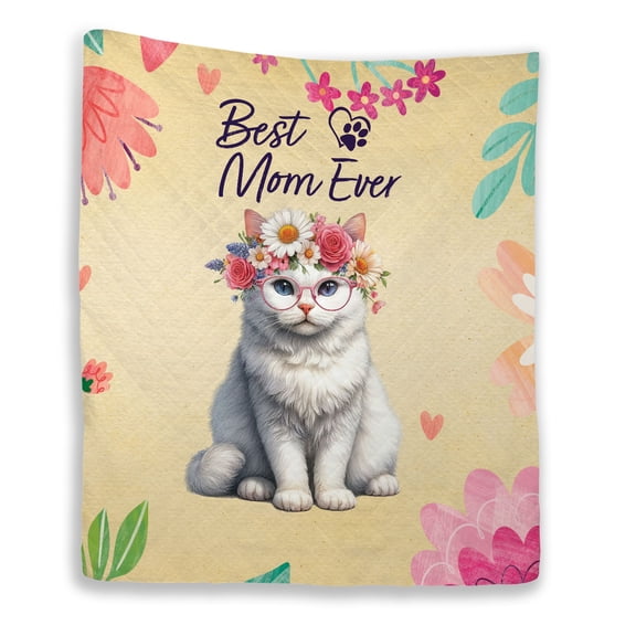 Best Manx Mom Ever Happy Mother's Day Quilt Blanket Cat Lover Kitten Owner Gifts Cozy Comforter Throw Blanket - 02002