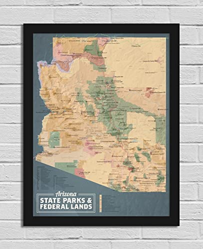 New Mexico State Parks & Federal Lands Map Poster - 18x24 Inches, Camel & Slate Blue, Track Your Visits