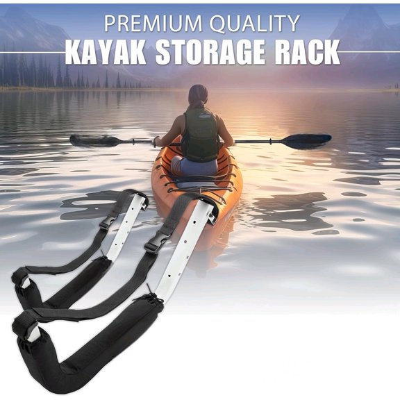 Best Marine and Outdoors Kayak Storage Rack, 2 Premium Wall Mount Racks, Kayaks & SUP Paddle Boards, 125lb Weight Capacity Garage Hanger, Indoor Outdoor Paddleboard Holder & Kayaking Accessories