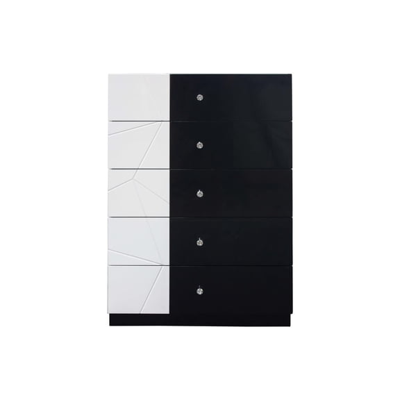 Best Master 5-Drawer Poplar Wood Bedroom Chest in White/Black