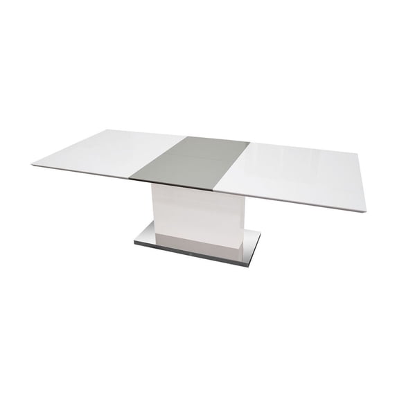 Best Master Furniture Alaskan Extendable High Gloss Dining Table in White/Gray