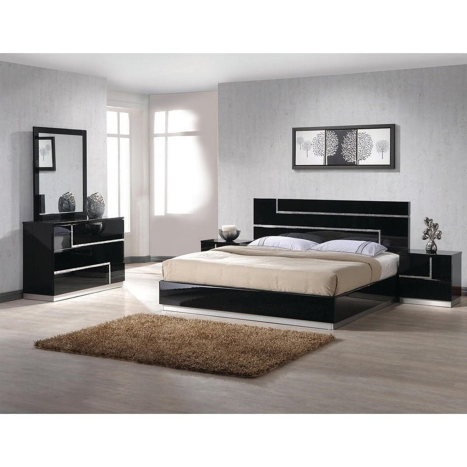 Best Master Barcelona 5 Piece Wood Cal King Bedroom Set in Black