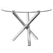 Best Master Furniture Best Master Beverly 43 Round Glass w/Stainless Steel Legs Dining Table - Silver