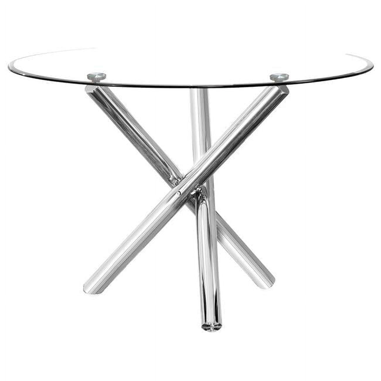 Contemporary 43" Round Glass Dining Table with Chrome Legs