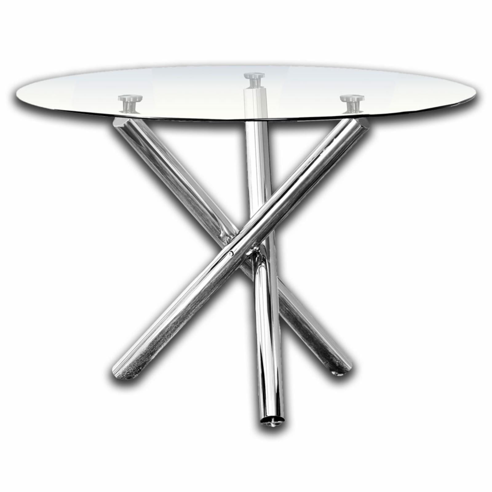 Contemporary 43" Round Glass Dining Table with Chrome Legs
