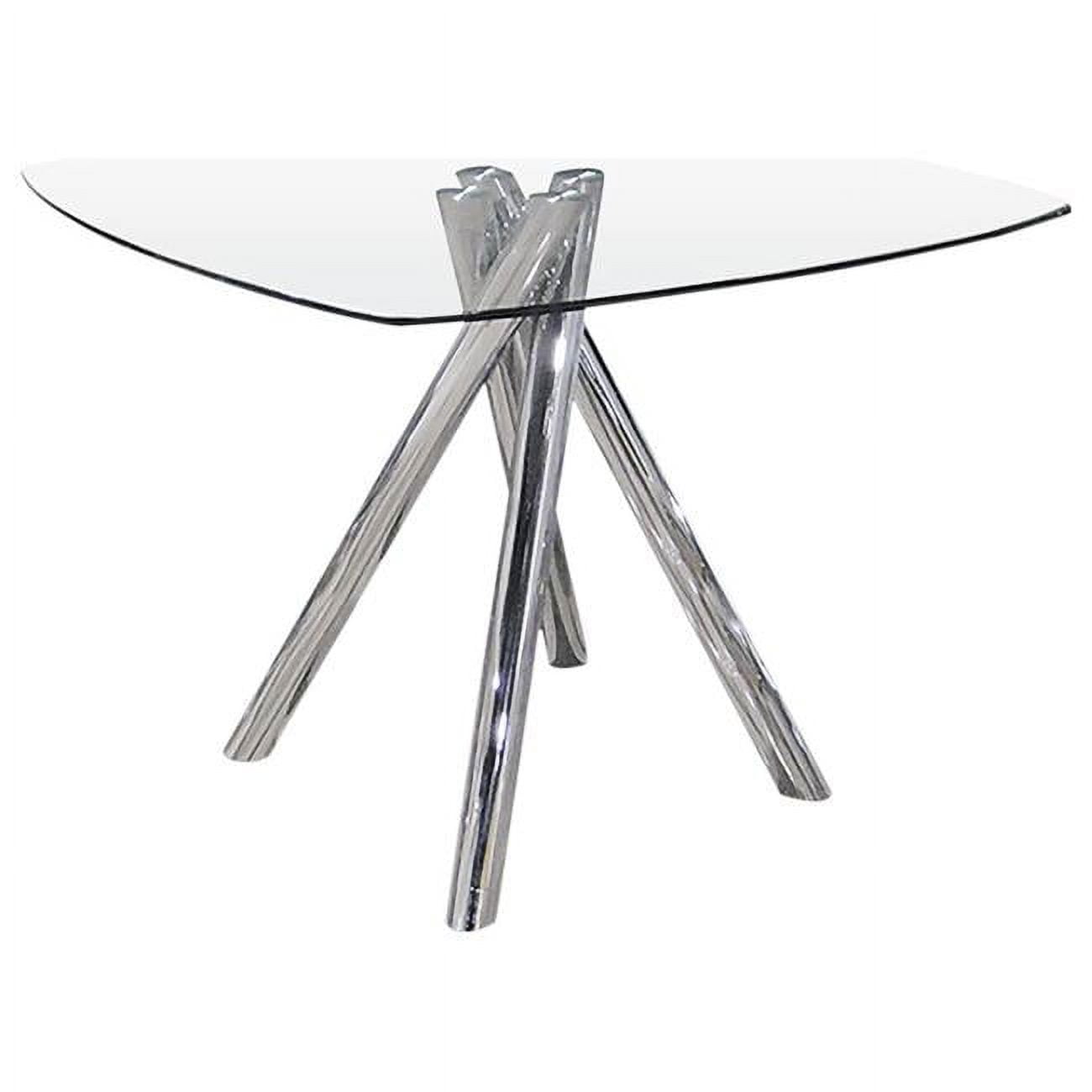 Contemporary Chrome and Glass Square Dining Table