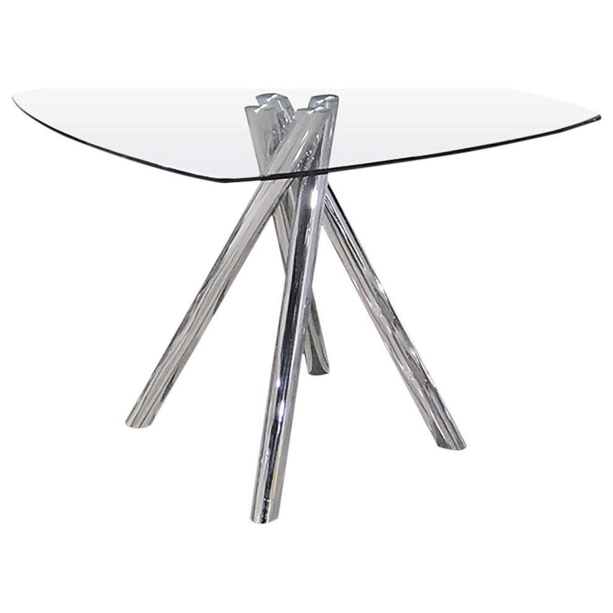 Contemporary Chrome and Glass Square Dining Table