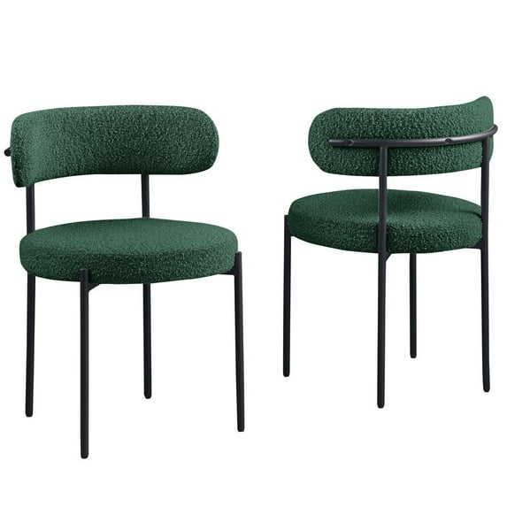 Best Master Drexel Boucle Fabric Dining Chairs in Green (Set of 2)