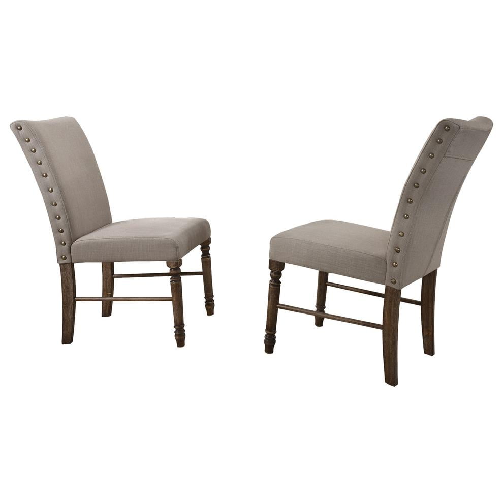Brown Faux Leather Upholstered Parsons Side Chair with Wood Frame