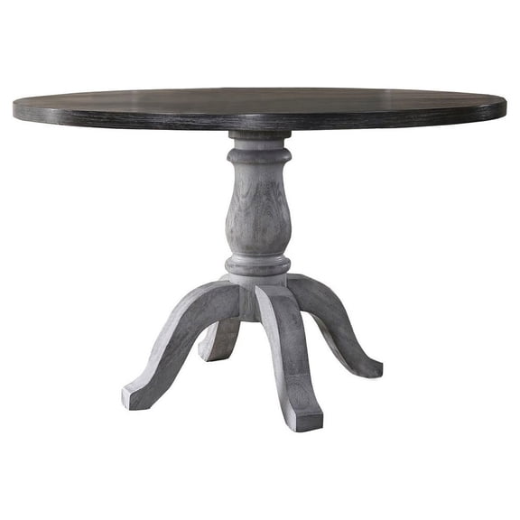 Best Master Farmhouse Style Wood Round Dining Table in Weathered Gray