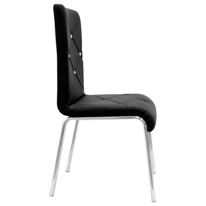 Black Faux Leather Upholstered Side Chair with Metal Legs