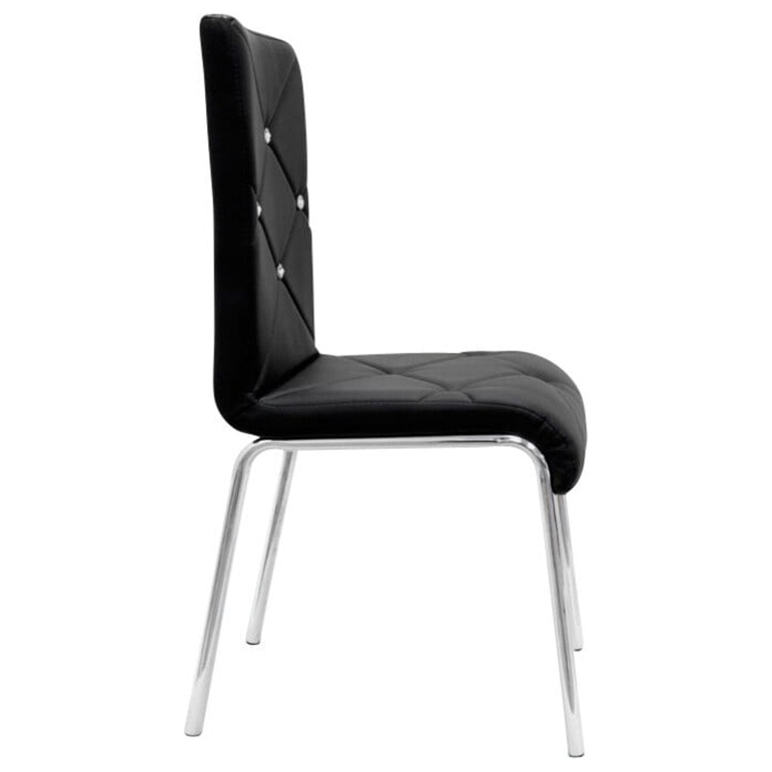 Black Faux Leather Upholstered Side Chair with Metal Legs