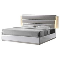 Best Master Florence Faux Leather Cal King Platform Bed in White/Gray