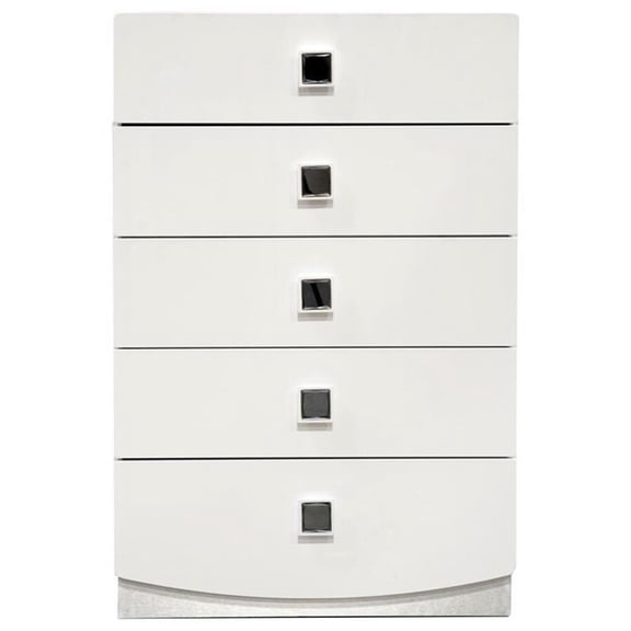 Best Master France 5-Drawer Poplar Wood Bedroom Chest in White Lacquer