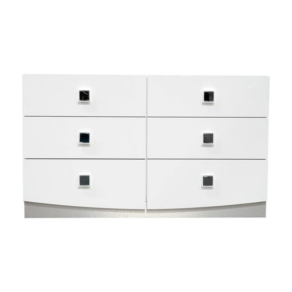 Best Master France 6-Drawer Poplar Wood Bedroom Dresser in White Lacquer