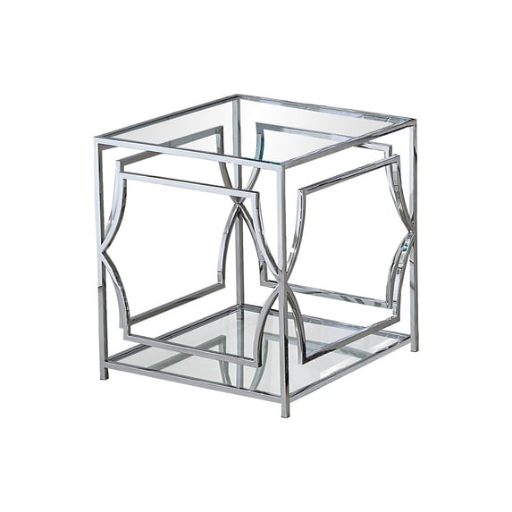 Best Master Furniture Abigail Glass and Stainless Steel Base End Table in Silver