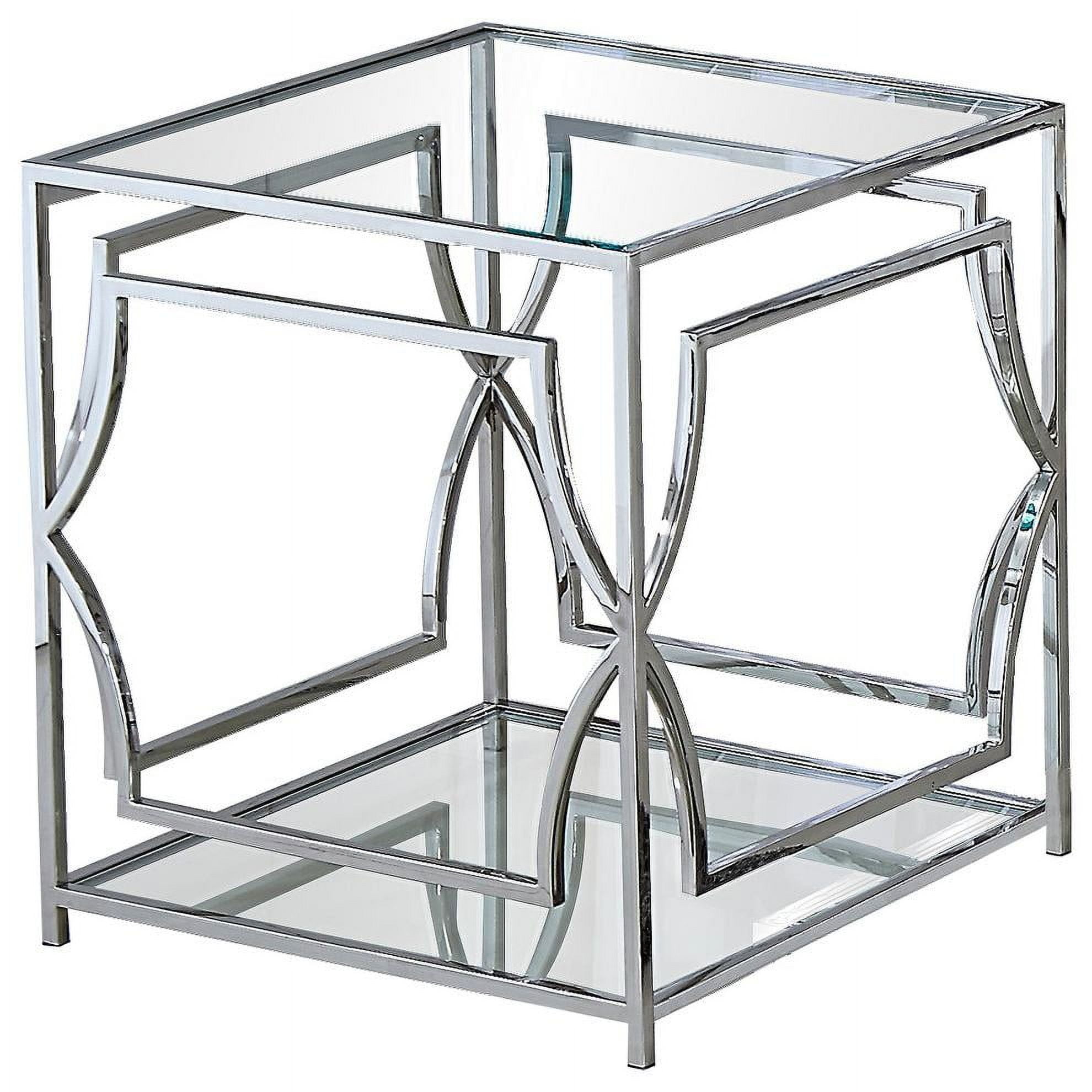 Abigail Silver Stainless Steel and Glass End Table