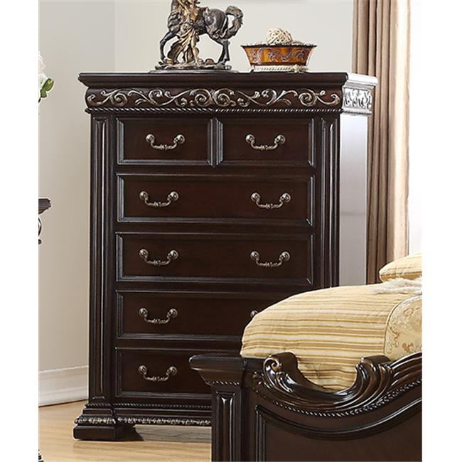 Cherry and Gold 2 Drawer Solid Wood Nightstand