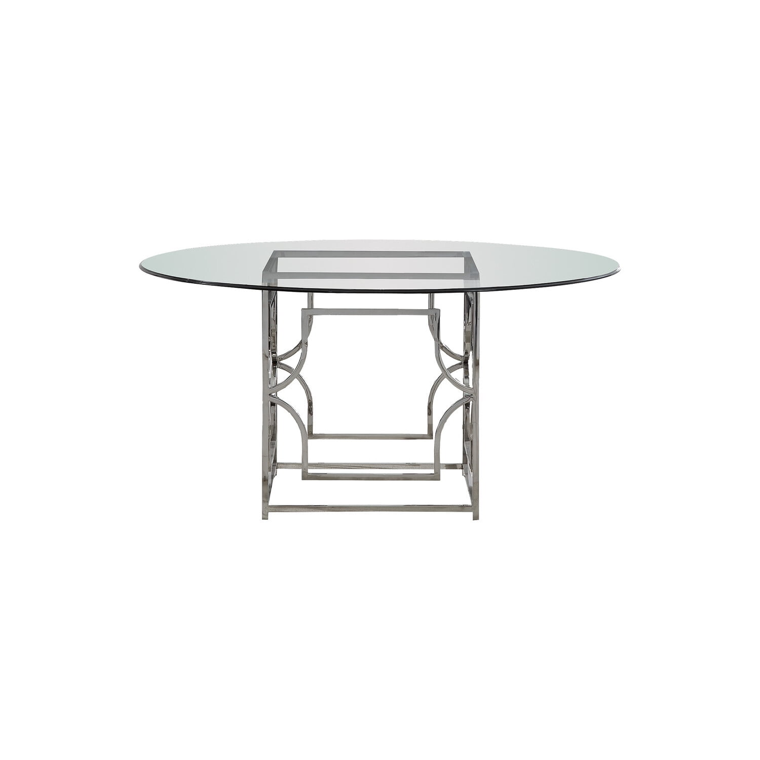 Best Master Alexis 54" Stainless Steel and Glass Round Dining Table in Silver