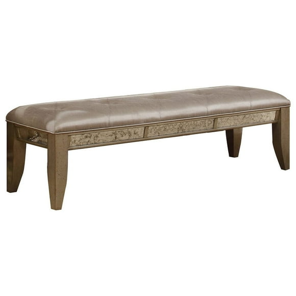 Best Master Furniture Ava Mirrored Silver Bronzed Bench