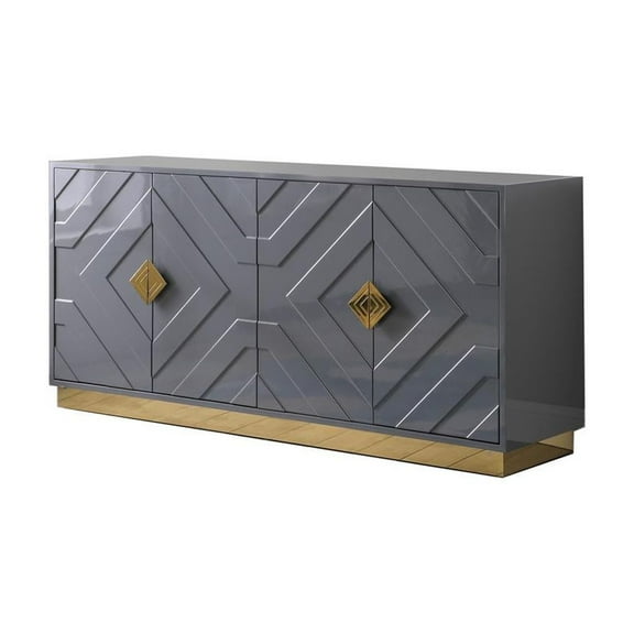 Best Master Furniture Babatunde 65" Wood Sideboard with Gold Accents in Gray