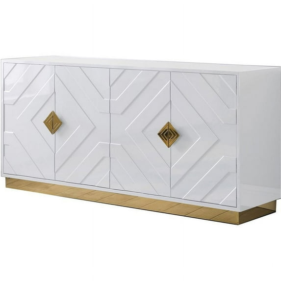 Best Master Furniture Babatunde 65" Wood Sideboard with Gold Accents in White
