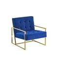 thumbnail image 1 of Best Master Furniture Beethoven 31.5" Velvet Accent Chair in Blue/Gold Plated, 1 of 3