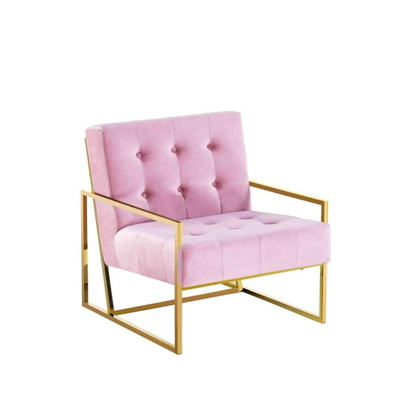Best Master Furniture Beethoven 31.5" Velvet Accent Chair in Pink/Gold Plated