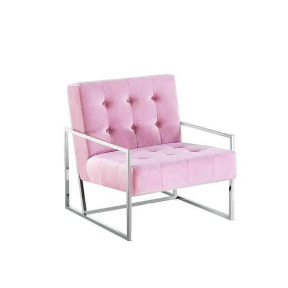 Best Master Furniture Beethoven 31.5" Velvet Accent Chair in Pink/Silver Plated