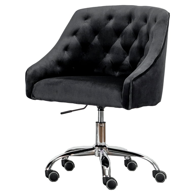 Best Master Furniture Black Velvet Swivel Task Chair with Silver