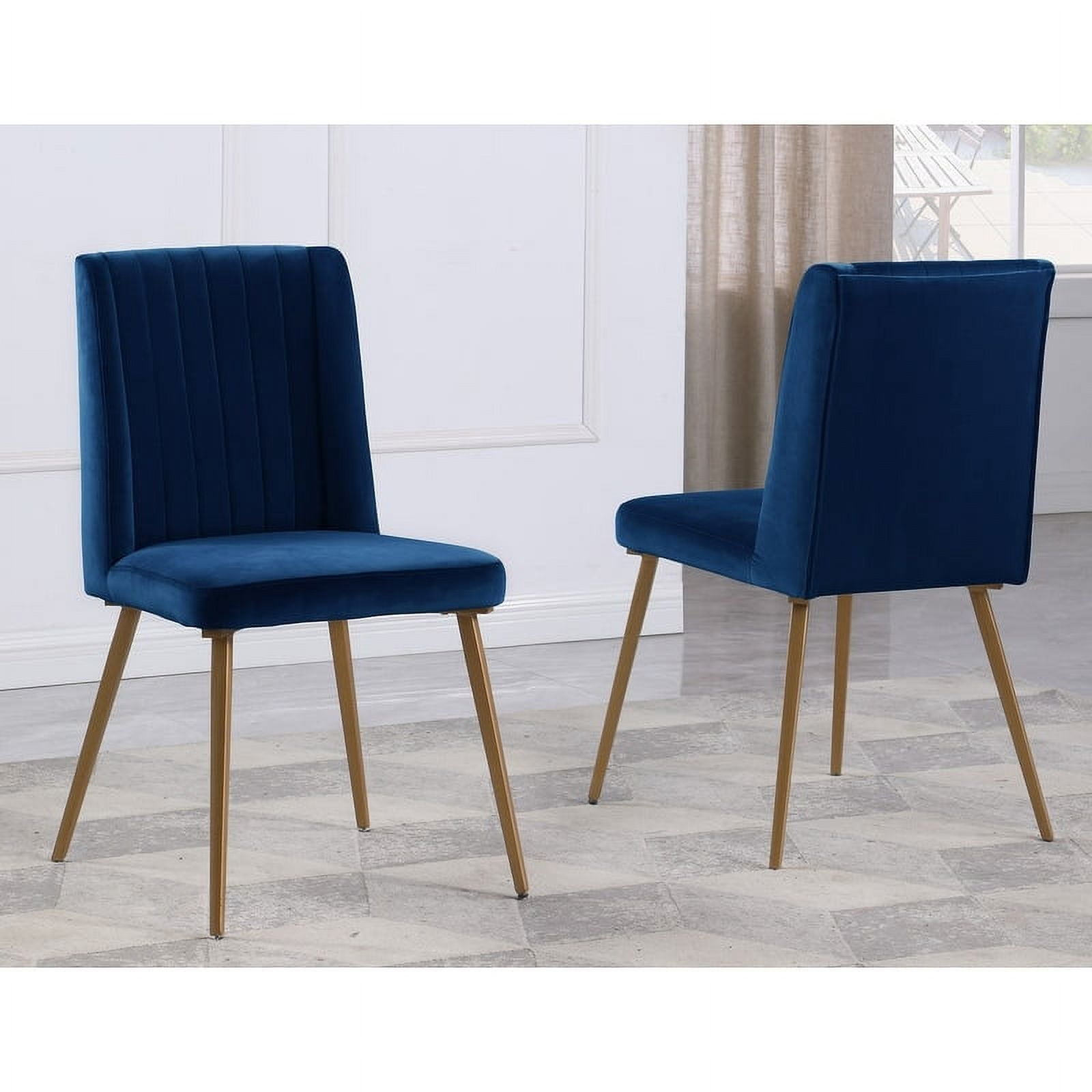 Best Master Furniture Brea Upholstered Velvet Chair with Gold Legs (Set