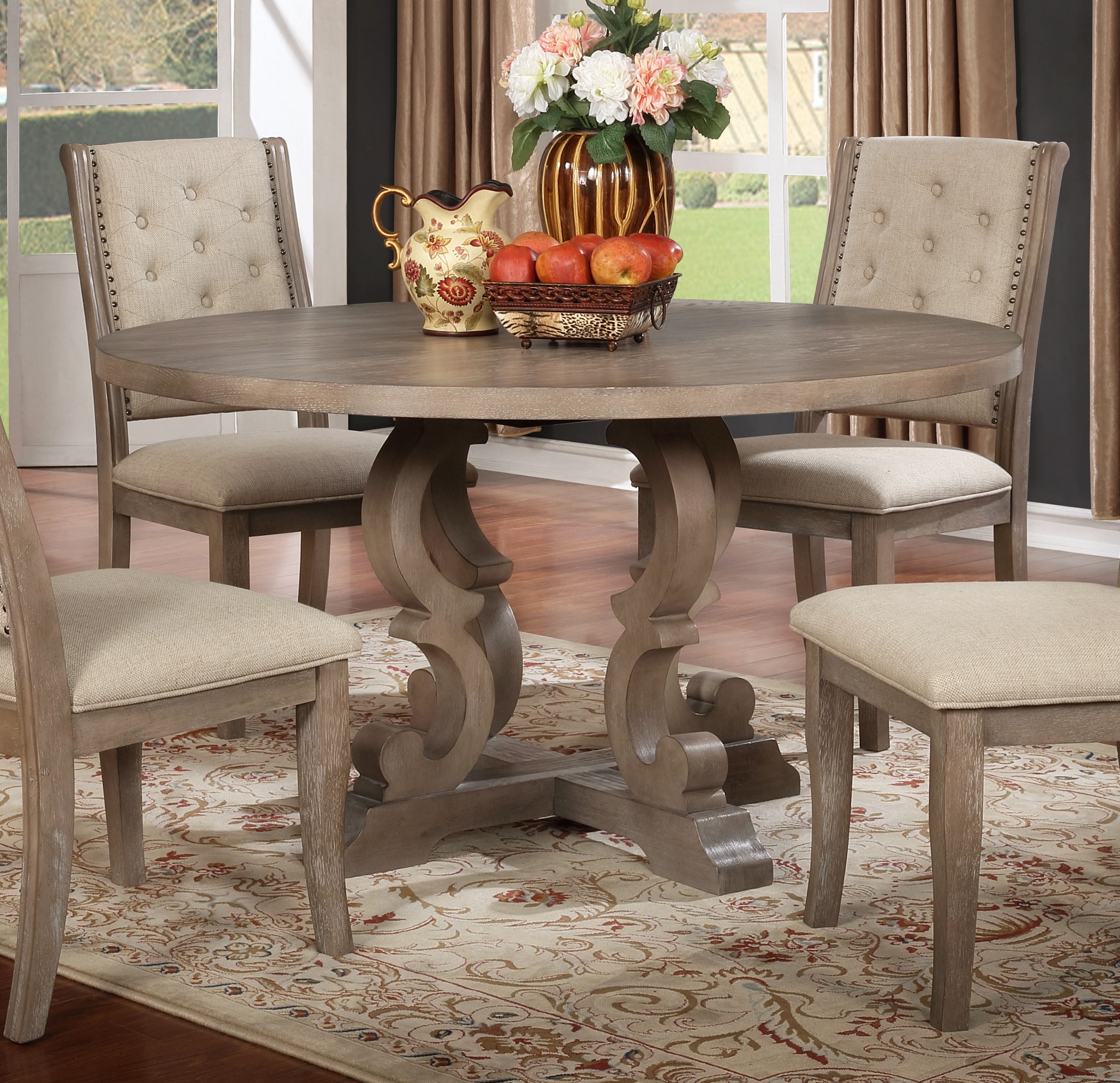 Best Master Furniture Brenda Natural Round Dining Table Only - Walmart.com