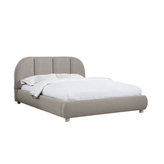 Best Master Furniture Ctasia Upholstered Burlap Fabric Low Profile Bed Frame, Queen, Light Tan