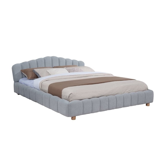 Best Master Furniture Ctera Queen Velvet Bed, Light Gray