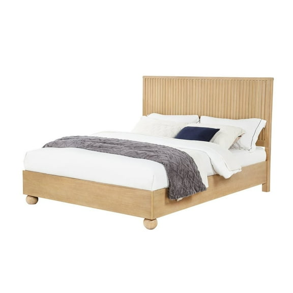 Best Master Furniture Daplen Scandinavian Modern Eastern King Bed Frame, Light Oak