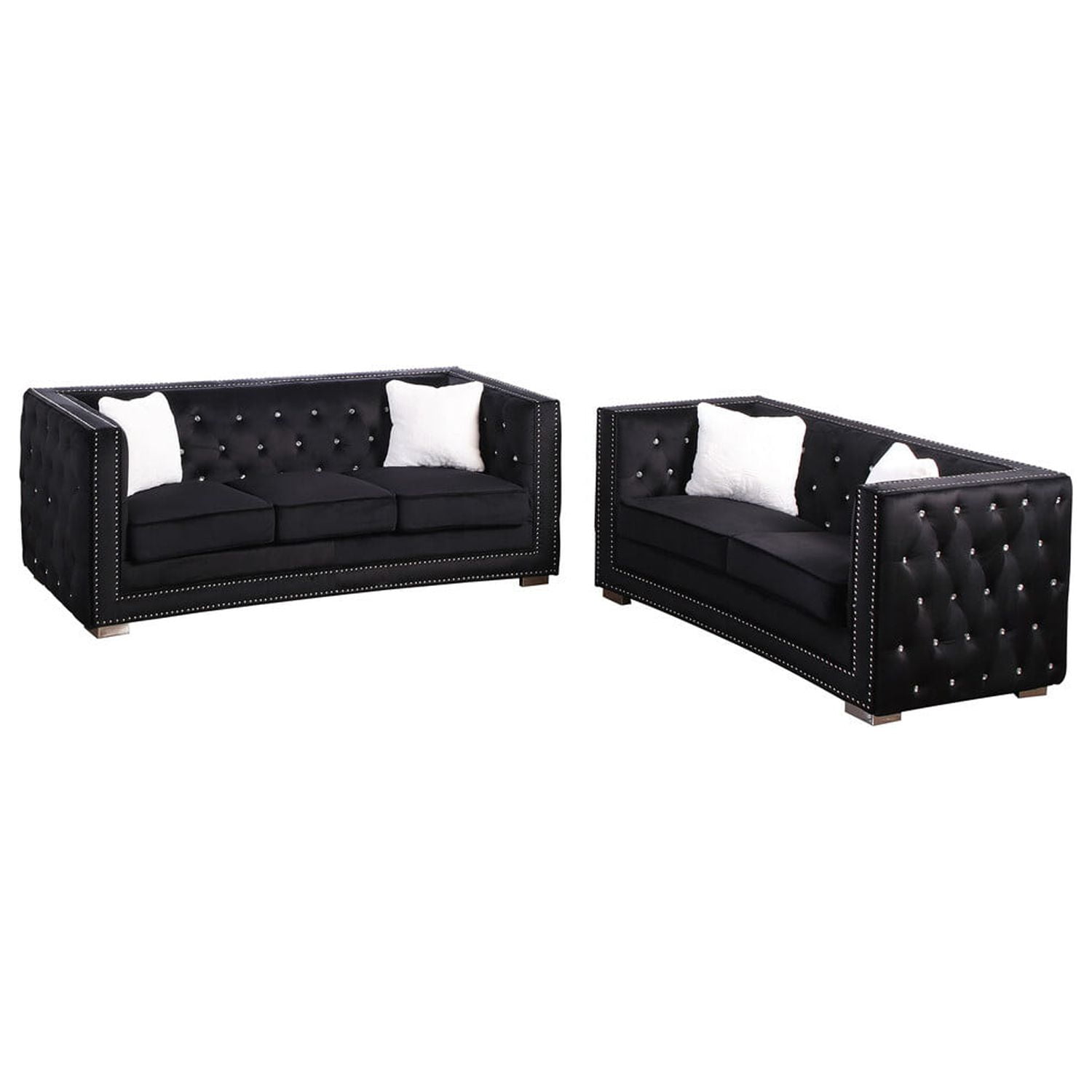 Best Master Furniture DeLuca 2 Pieces Embellished Tufted Sofa ...
