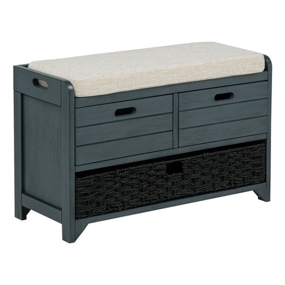 Best Master Furniture Delport Storage Bench with Padded Cushion (Deep Sea Dive)