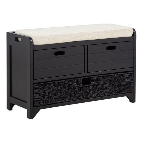 Best Master Furniture Delport Storage Bench with Padded Cushion (Espresso)