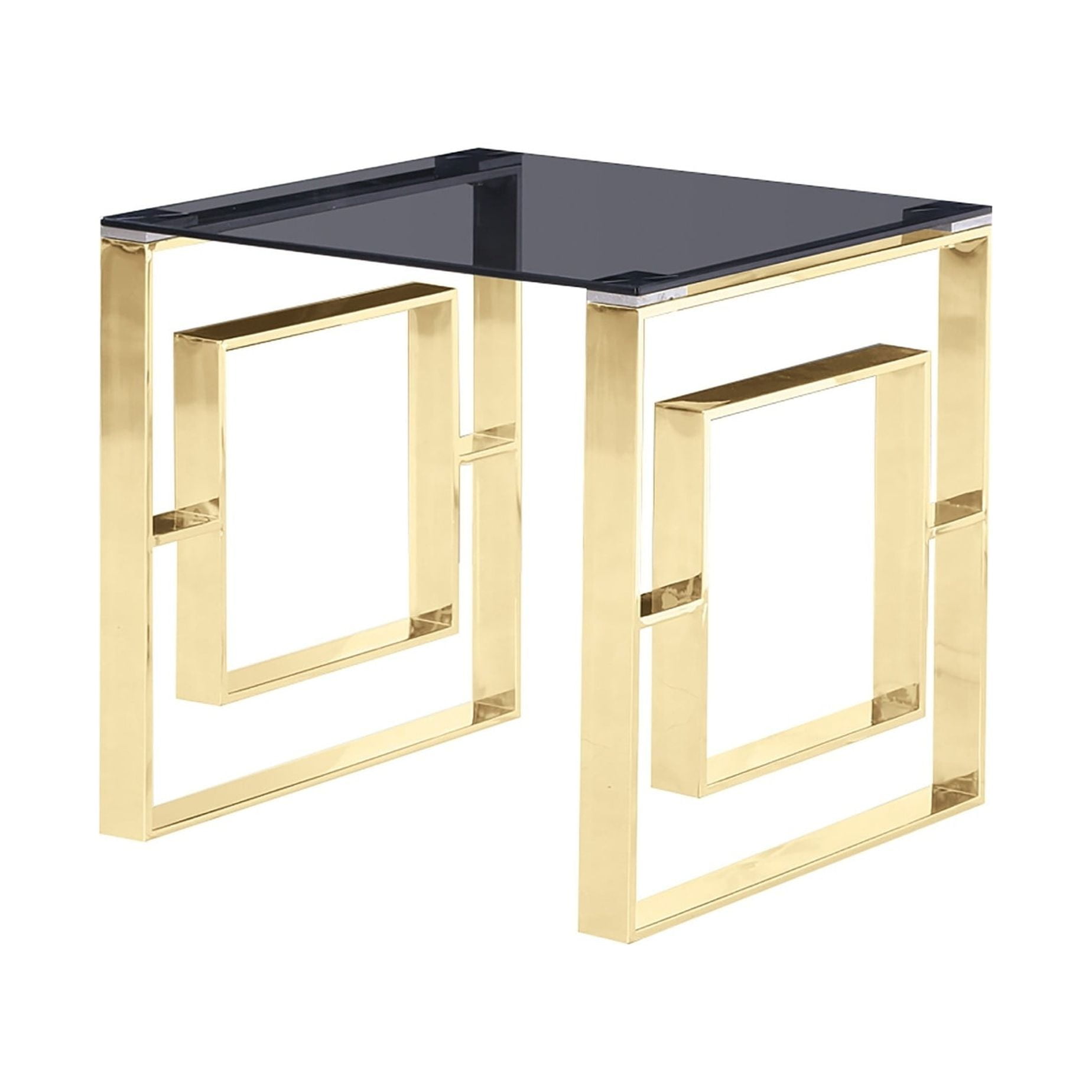 Best Master Furniture E28 Smoked Glass Top End Table with Gold Frame