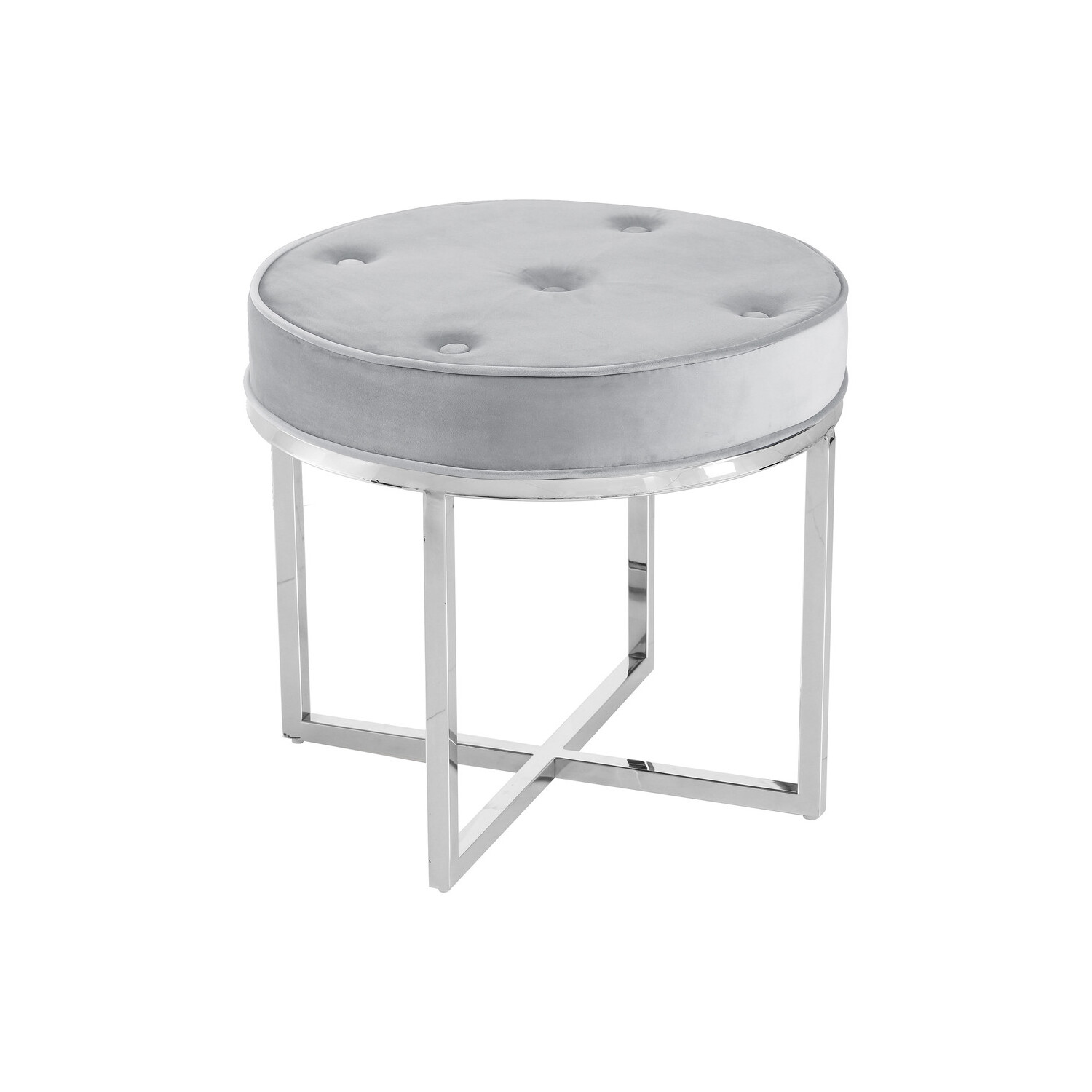 Best Master Furniture E29 Grey Velvet Fabric with Stainless Steel Round Stool - image 1 of 3