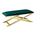 thumbnail image 1 of Best Master Furniture 47" Modern Velvet with Gold Plated Accent Bench in Green, 1 of 1