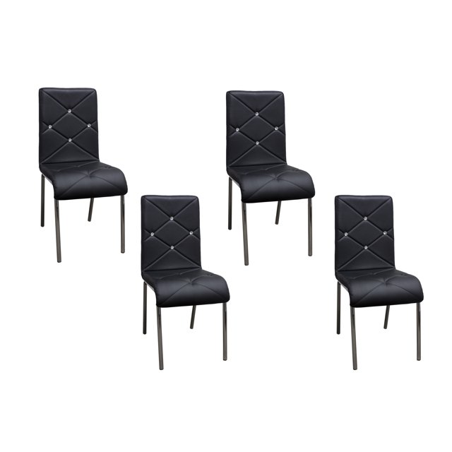 Best Master Furniture Faux Leather with Like Crystals Side Chairs (Set